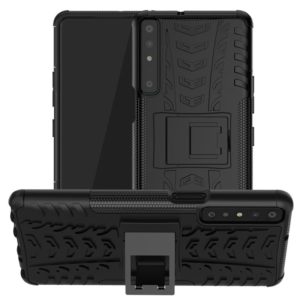 For LG Stylo 7 4G Tire Texture Shockproof TPU+PC Protective Case with Holder(Black) (OEM)