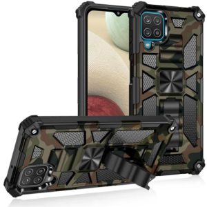 For Samsung Galaxy A42 Camouflage Armor Shockproof TPU + PC Magnetic Protective Case with Holder(Army Green) (OEM)
