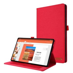 For OPPO Realme Pad 10.4 Horizontal Flip TPU + Fabric PU Leather Tablet Protective Case with Name Card Clip(Red) (OEM)