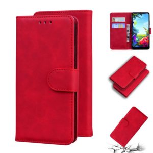 For LG K40S Skin Feel Pure Color Flip Leather Phone Case(Red) (OEM)