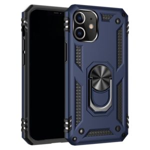 For iPhone 12 Pro Max Shockproof TPU + PC Protective Case with 360 Degree Rotating Holder(Blue) (OEM)