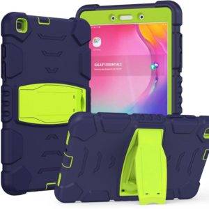 For Samsung Galaxy Tab A8.0 2019 T290 3-Layer Protection Screen Frame + PC + Silicone Shockproof Combination Case with Holder(NavyBlue+Lime) (OEM)