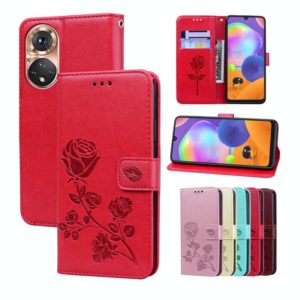For Honor 50 Rose Embossed Leather Phone Case(Red) (OEM)