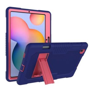 Contrast Color Robot Shockproof Silicone + PC Protective Case with Holder For Samsung Galaxy Tab S6 Lite P610(Navy Blue Rose) (OEM)