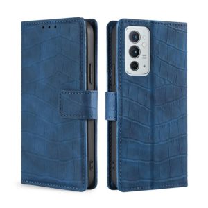For OnePlus 9RT 5G Skin Feel Crocodile Texture Magnetic Clasp Horizontal Flip Leather Phone Case with Holder & Card Slots & Wallet(Blue) (OEM)