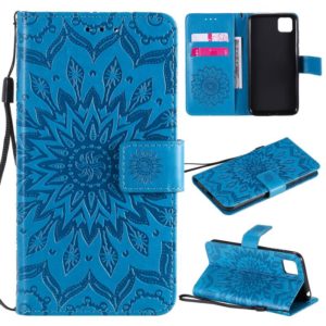 For Huawei Y5p/Honor 9S Embossed Sunflower Pattern Horizontal Flip PU Leather Case with Holder & Card Slots & Wallet & Lanyard(Blue) (OEM)