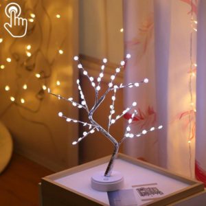 LED Snowflake Tree Copper Wire Table Lamp Creative Decoration Touch Control Night Light (White Light) (OEM)