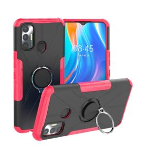 For Tecno Spark 7 Armor Bear Shockproof PC + TPU Protective Case with Ring Holder(Rose Red) (OEM)