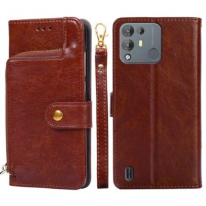 For Blackview A55 Pro Zipper Bag Leather Phone Case(Brown) (OEM)
