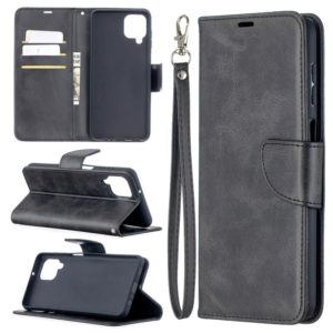 For Samsung Galaxy A12 Retro Lambskin Texture Pure Color Horizontal Flip PU Leather Case with Holder & Card Slots & Wallet & Lanyard(Black) (OEM)