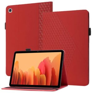 For Samsung Galaxy Tab A7 10.4 2020 T500/T505 Rhombus Skin Feel Horizontal Flip Tablet Leather Case with Card Slots & Holder(Red) (OEM)