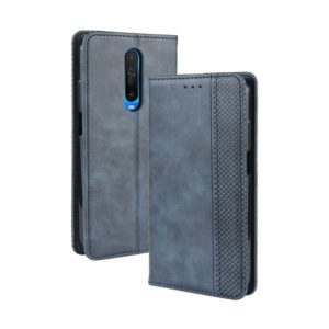 For Xiaomi Redmi K30/Poco X2 Magnetic Buckle Retro Crazy Horse Texture Horizontal Flip Leather Case , with Holder & Card Slots & Photo Frame(Blue) (OEM)