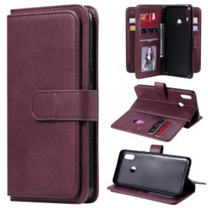 For OPPO Realme 3 / 3i Multifunctional Magnetic Copper Buckle Horizontal Flip Solid Color Leather Case with 10 Card Slots & Wallet & Holder & Photo Frame(Wine Red) (OEM)