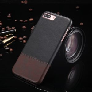 Fashionable Color Matching Bicolourable PC + PU Leather Case for iPhone 8 Plus & 7 Plus (Black) (OEM)