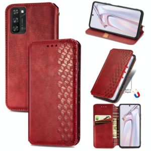 For Blackview A100 Cubic Grid Pressed Horizontal Flip Magnetic PU Leather Case with Holder & Card Slots & Wallet(Red) (OEM)