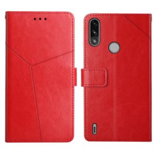 For Motorola Moto E7 Power Y Stitching Horizontal Flip Leather Phone Case with Holder & Card Slots & Wallet & Photo Frame(Red) (OEM)