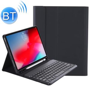 YT098B Detachable Candy Color Skin Feel Texture Round Keycap Bluetooth Keyboard Leather Case For iPad Air 4 10.9 2020 / Air 5 10.9 2022 (Black) (OEM)