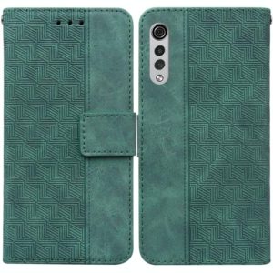 For LG Velvet / G9 5G / 4G Geometric Embossed Leather Phone Case(Green) (OEM)