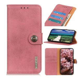 For Samsung Galaxy S21 FE KHAZNEH Cowhide Texture Horizontal Flip Leather Case with Holder & Card Slots & Wallet(Pink) (OEM)