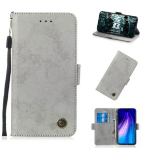 For Xiaomi Redmi Note 8 Retro Horizontal Flip PU Leather Case with Card Slots & Holder(Gray) (OEM)