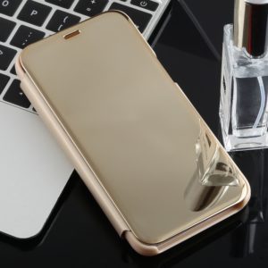 Electroplating Mirror Horizontal Flip Case for Galaxy J2 Core, with Holder (Gold) (OEM)