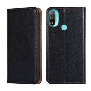 For Motorola Moto E20 Gloss Oil Solid Color Magnetic Leather Phone Case(Black) (OEM)