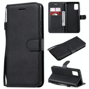 For Samsung Galaxy A51 5G Solid Color Horizontal Flip Protective Leather Case with Holder & Card Slots & Wallet & Photo Frame & Lanyard(Black) (OEM)