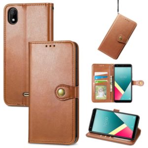 For Wiko Y61 Solid Color Leather Buckle Phone Case with Lanyard & Photo Frame & Card Slot & Wallet & Stand Function(Brwon) (OEM)