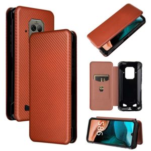 For Doogee S86 / S86 Pro Carbon Fiber Texture Horizontal Flip TPU + PC + PU Leather Case with Card Slot(Brown) (OEM)