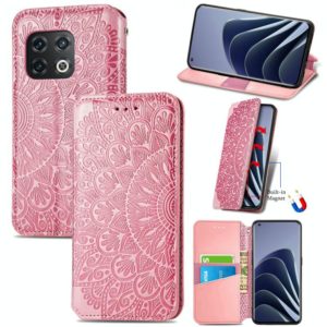 For OnePlus 10 Pro Blooming Mandala Embossed Magnetic Leather Phone Case(Pink) (OEM)