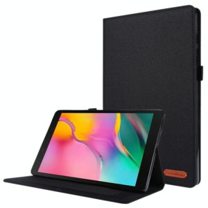 For Samsung Galaxy Tab A7 (2020) Horizontal Flip TPU + Fabric PU Leather Protective Case with Card Slots & Holder(Black) (OEM)