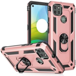 For Motorola Moto G9 Power Shockproof TPU + PC Protective Case with 360 Degree Rotating Holder(Rose Gold) (OEM)