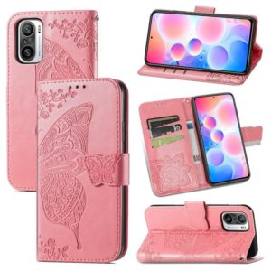 For Xiaomi Redmi Note 10 Pro Butterfly Love Flowers Embossed Horizontal Flip Leather Case with Holder & Card Slots & Wallet & Lanyard(Pink) (OEM)