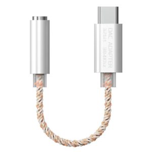TA12-R2 USB-C / Type-C Male to 3.5mm Audio Female 8-strand Single Crystal Copper Braid Earphone Adapter(Copper + Silver) (OEM)