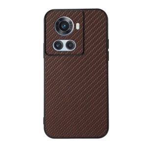 For OnePlus Ace Accurate Hole Carbon Fiber Texture PU Phone Case(Brown) (OEM)