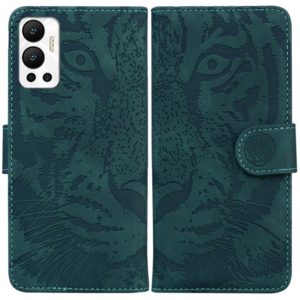 For Infinix Hot 12 Tiger Embossing Pattern Horizontal Flip Leather Phone Case(Green) (OEM)
