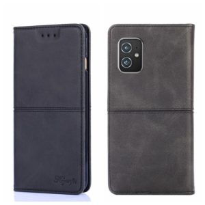For Asus ZenFone 8 ZS590KS Cow Texture Magnetic Horizontal Flip Leather Phone Case(Black) (OEM)