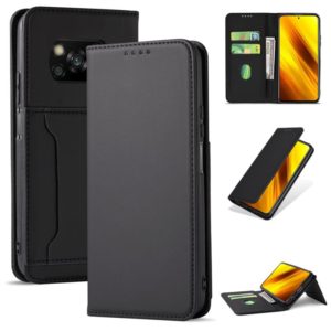 For Xiaomi Poco X3 Strong Magnetism Liquid Feel Horizontal Flip Leather Case with Holder & Card Slots & Wallet(Black) (OEM)