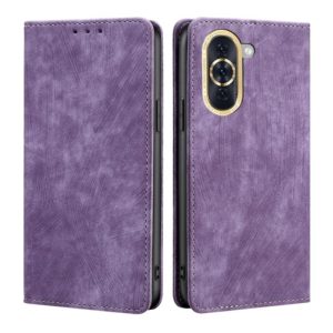 For Huawei Nova 10 RFID Anti-theft Brush Magnetic Leather Phone Case(Purple) (OEM)
