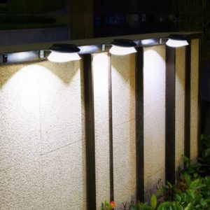 Punch-free Flying Saucer Solar Lamp Outdoor Garden Decoration Wall Lamp(Black Shell White Light) (OEM)