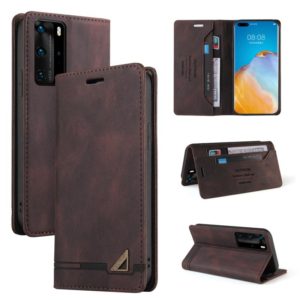 For Huawei P40 Pro Skin Feel Anti-theft Brush Horizontal Flip Leather Case with Holder & Card Slots & Wallet(Brown) (OEM)