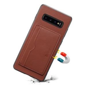 For Galaxy S10 Plus Denior V3 Luxury Car Cowhide Leather Protective Case with Holder & Card Slot(Brown) (Denior) (OEM)
