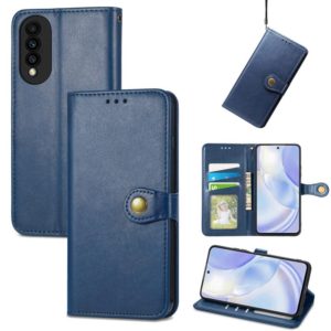 For Huawei Nova 8 SE Youth Solid Color Leather Buckle Phone Case with Lanyard & Photo Frame & Card Slot & Wallet & Stand Function(Blue) (OEM)