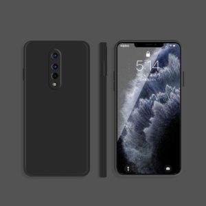 For OnePlus 8 Solid Color Imitation Liquid Silicone Straight Edge Dropproof Full Coverage Protective Case(Black) (OEM)