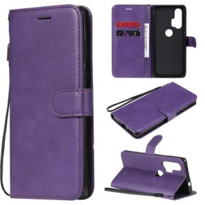 For Motorola Moto Edge+ Solid Color Horizontal Flip Protective Leather Case with Holder & Card Slots & Wallet & Photo Frame & Lanyard(Purple) (OEM)