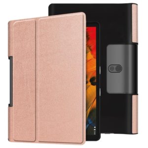 For Lenovo Yoga Smart Tab Custer Texture Horizontal Flip Leather Case with Two-folding Holder(Rose Gold) (OEM)