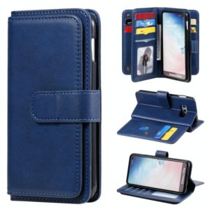For Samsung Galaxy S10e Multifunctional Magnetic Copper Buckle Horizontal Flip Solid Color Leather Case with 10 Card Slots & Wallet & Holder & Photo Frame(Dark Blue) (OEM)
