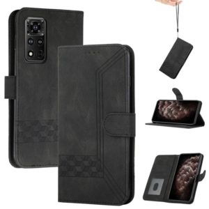For Honor V40 4G Cubic Skin Feel Flip Leather Phone Case(Black) (OEM)