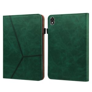 For Lenovo Legion Y700 Solid Color Embossed Striped Leather Case(Green) (OEM)