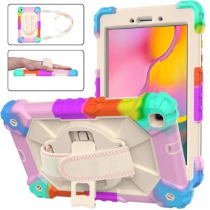 For Samsung Galaxy Tab A 8.0 (2019)T290/T295 Contrast Color Robot Shockproof Silicon + PC Protective Case with Holder & Shoulder Strap(Colorful Mint) (OEM)